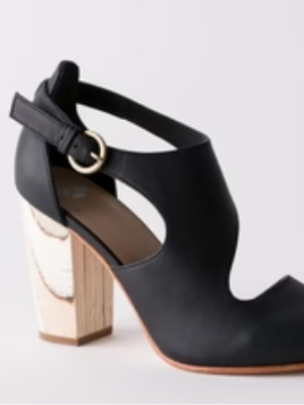 Fortress of Inca Luna Naya Anthropologie Black Leather Slingback Heels - Picture 6 of 12